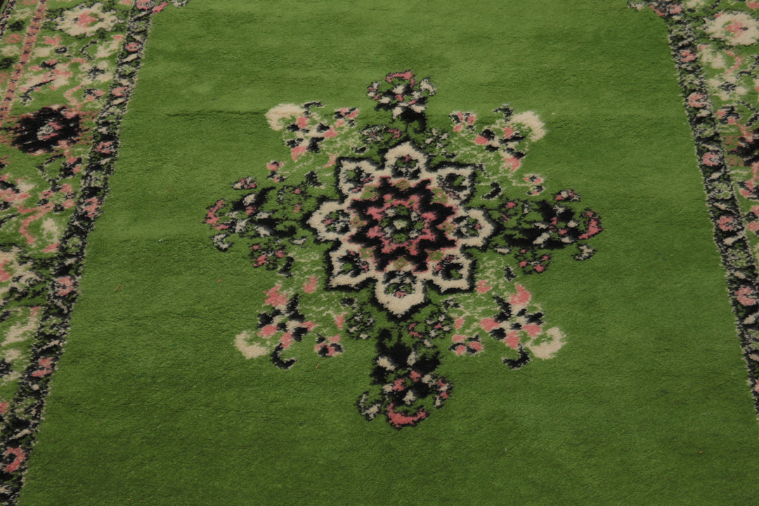 6x8 Lime, Green, Ivory Color Hand Knotted Kerman Wool Arts & Crafts Oriental Rug