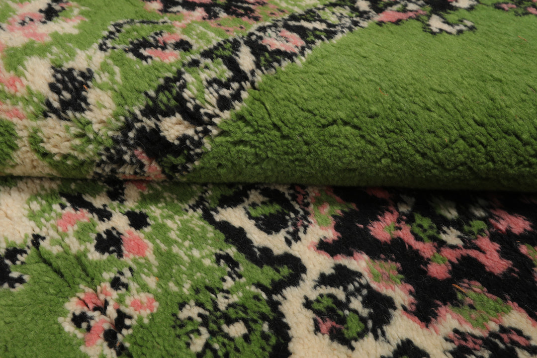 6x8 Lime, Green, Ivory Color Hand Knotted Kerman Wool Arts & Crafts Oriental Rug