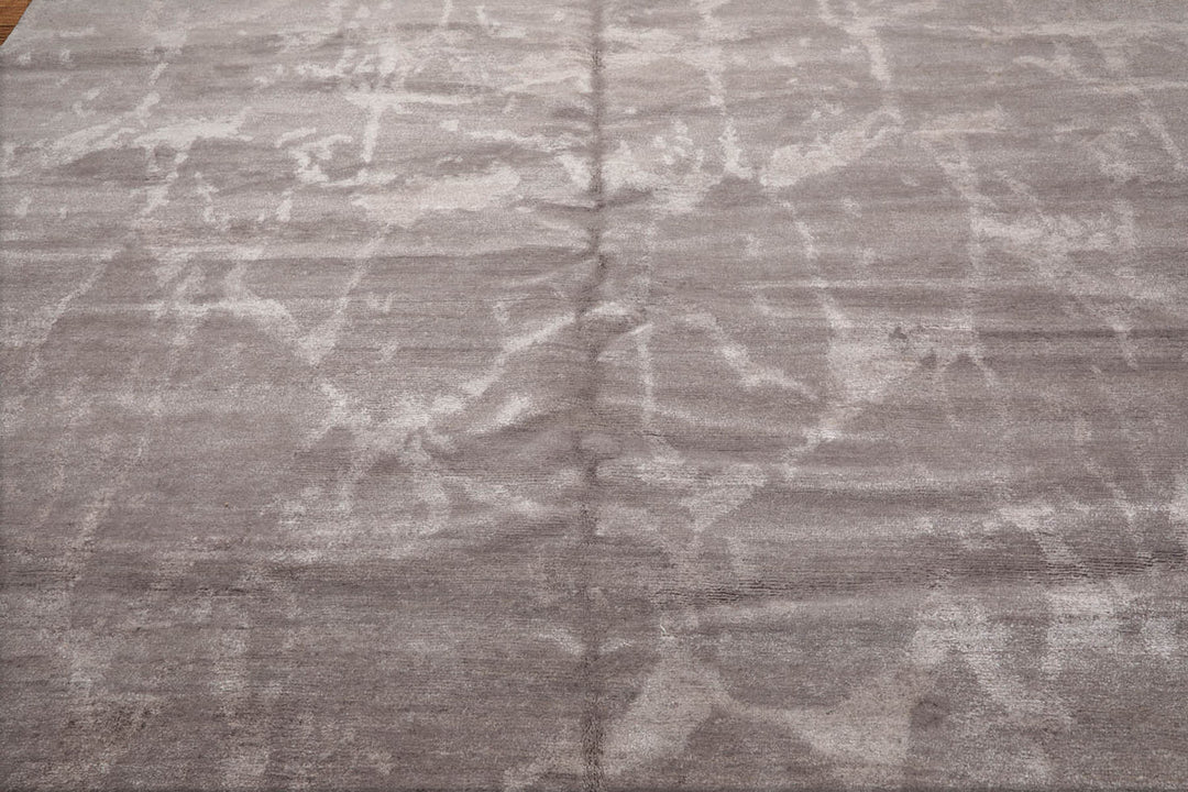 Celeste Rugs 10x14 Tibetan Hand Knotted Oriental Area Rug Crafted with Wool & Silk Tone on Tone Taupe Modern Contemporary Design