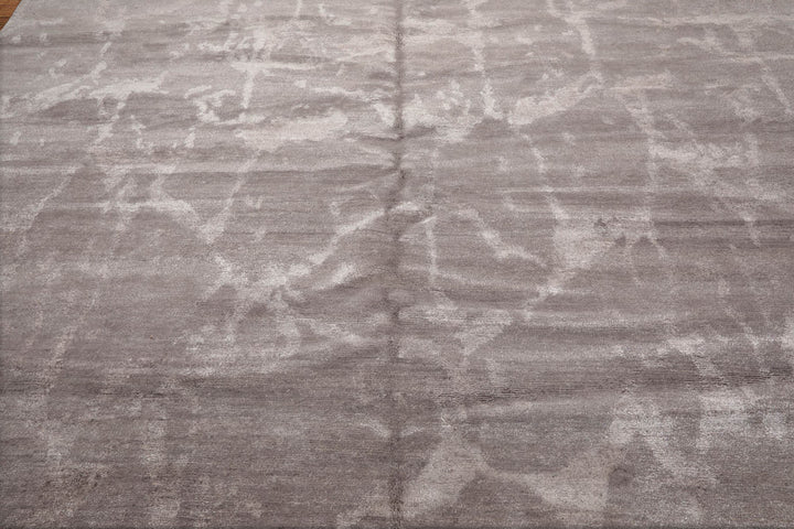 Celeste Rugs 10x14 Tibetan Hand Knotted Oriental Area Rug Crafted with Wool & Silk Tone on Tone Taupe Modern Contemporary Design