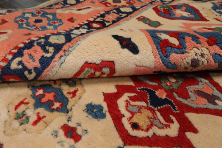 6x8 Ivory, Blush, Red Color Hand Knotted Oushak Wool Traditional Oriental Rug