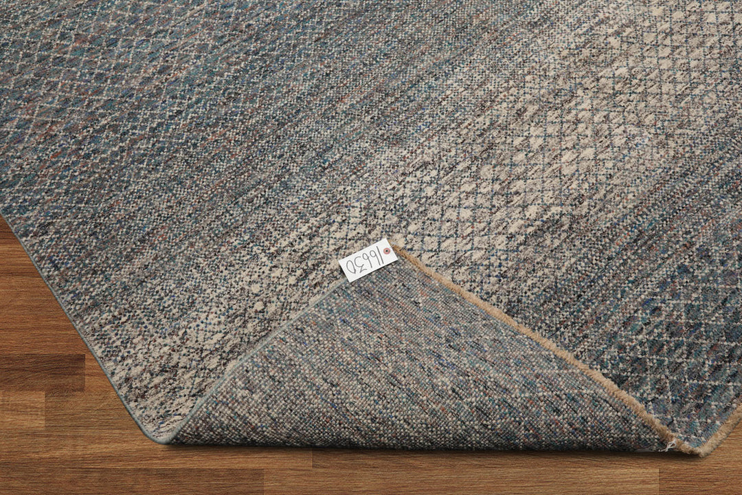 Celeste Rugs 8x10 Hand Knotted Grass Oriental Area Rug Made from 100% Wool Ivory & Blue Contemporary Modern Design