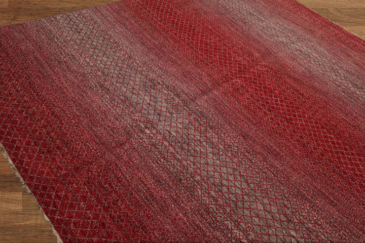 Celeste Rugs 8x10 Hand Knotted Grass Oriental Rug Crafted from 100%Wool Red & Gray Modern Contemporary Style