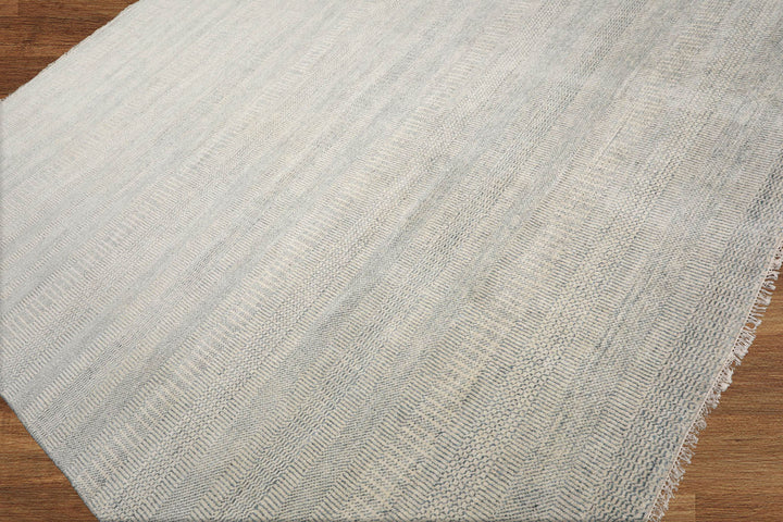 Celeste Rugs Multi Sizes Hand Knotted Oriental Area Rug Grass Wool & Silk Ivory & Slate Modern Contemporary Design