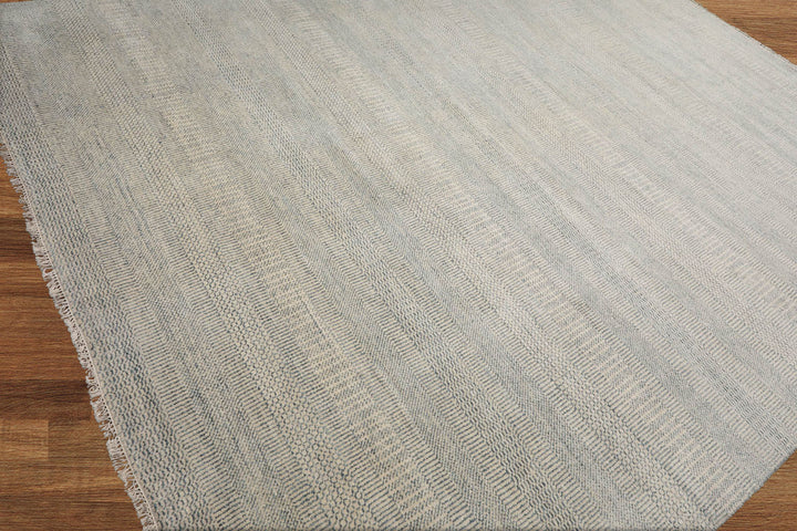 Celeste Rugs Multi Sizes Hand Knotted Oriental Area Rug Grass Wool & Silk Ivory & Slate Modern Contemporary Design