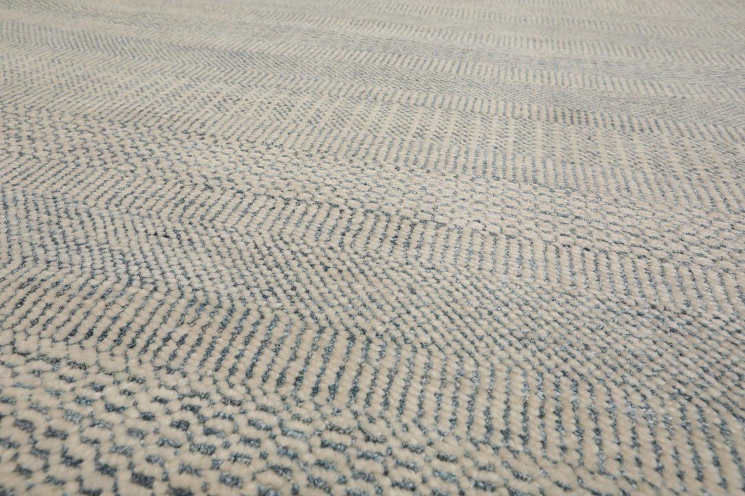 Celeste Rugs Multi Sizes Hand Knotted Oriental Area Rug Grass Wool & Silk Ivory & Slate Modern Contemporary Design