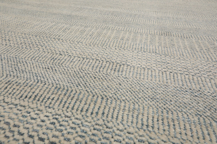Celeste Rugs Multi Sizes Hand Knotted Oriental Area Rug Grass Wool & Silk Ivory & Slate Modern Contemporary Design