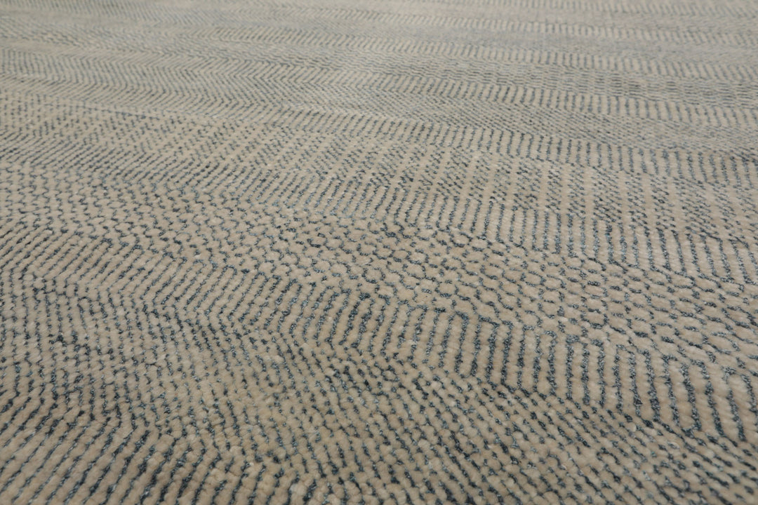 Celeste Rugs Multi Sizes Hand Knotted Oriental Area Rug Grass Wool & Silk Ivory & Slate Modern Contemporary Design