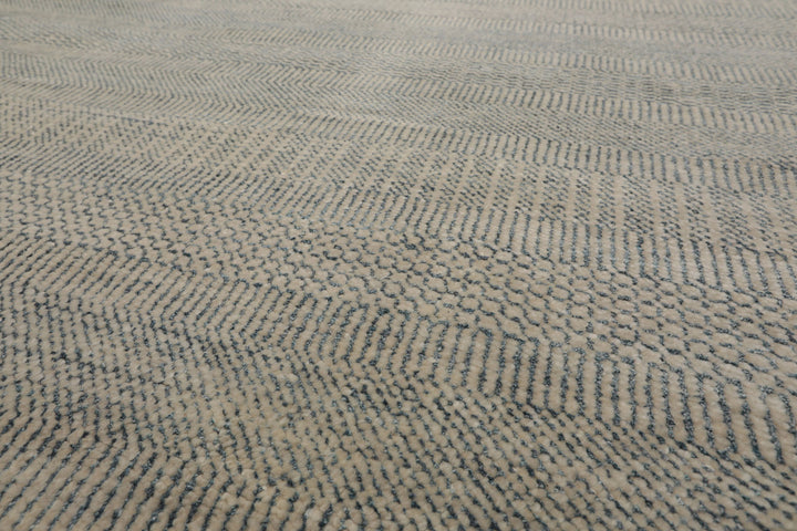 Celeste Rugs Multi Sizes Hand Knotted Oriental Area Rug Grass Wool & Silk Ivory & Slate Modern Contemporary Design