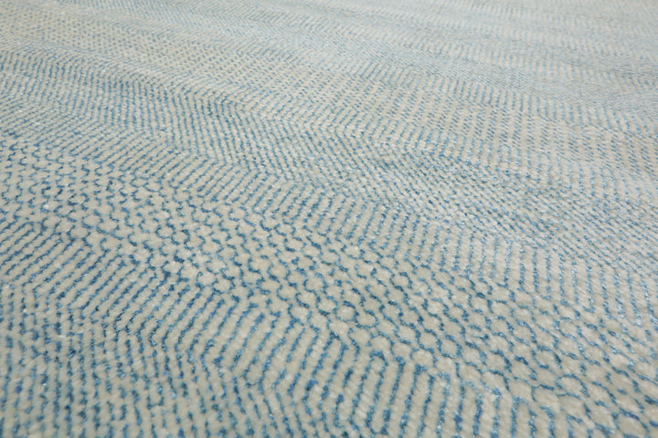 Celeste Rugs Hand Knotted Wool & Silk Grass Oriental Area Rug Ivory & Aqua Multi Sizes Modern Contemporary Design