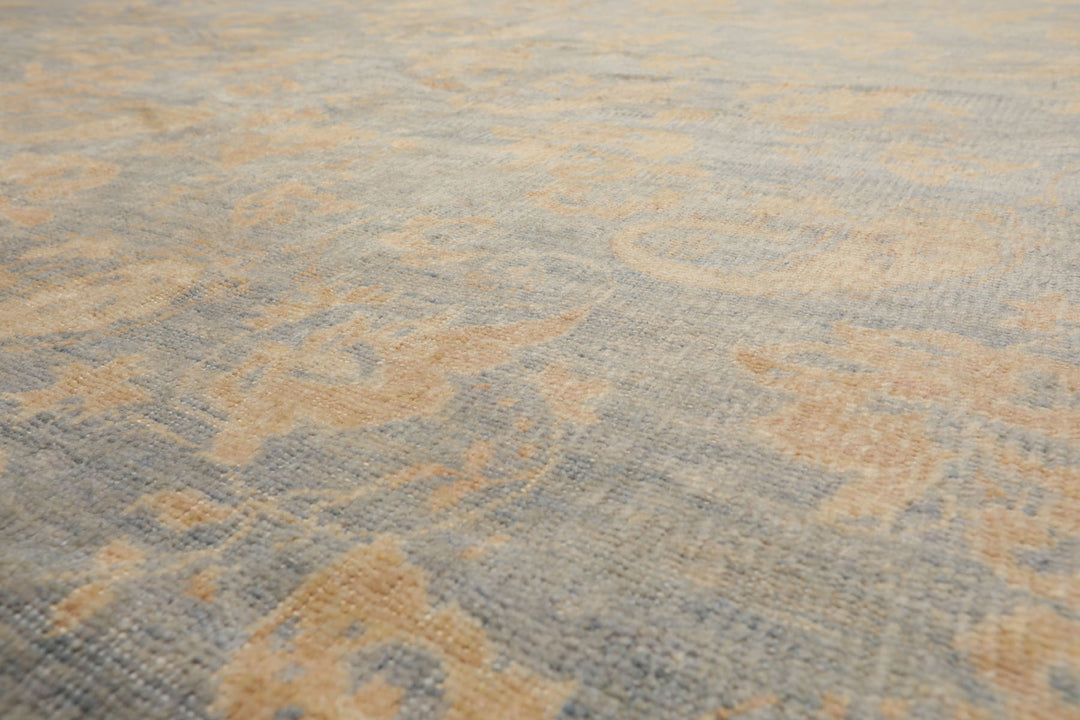 Antique Tibetan Wool Hand Knotted Oriental Area Rug Light Blue Beige 9x12