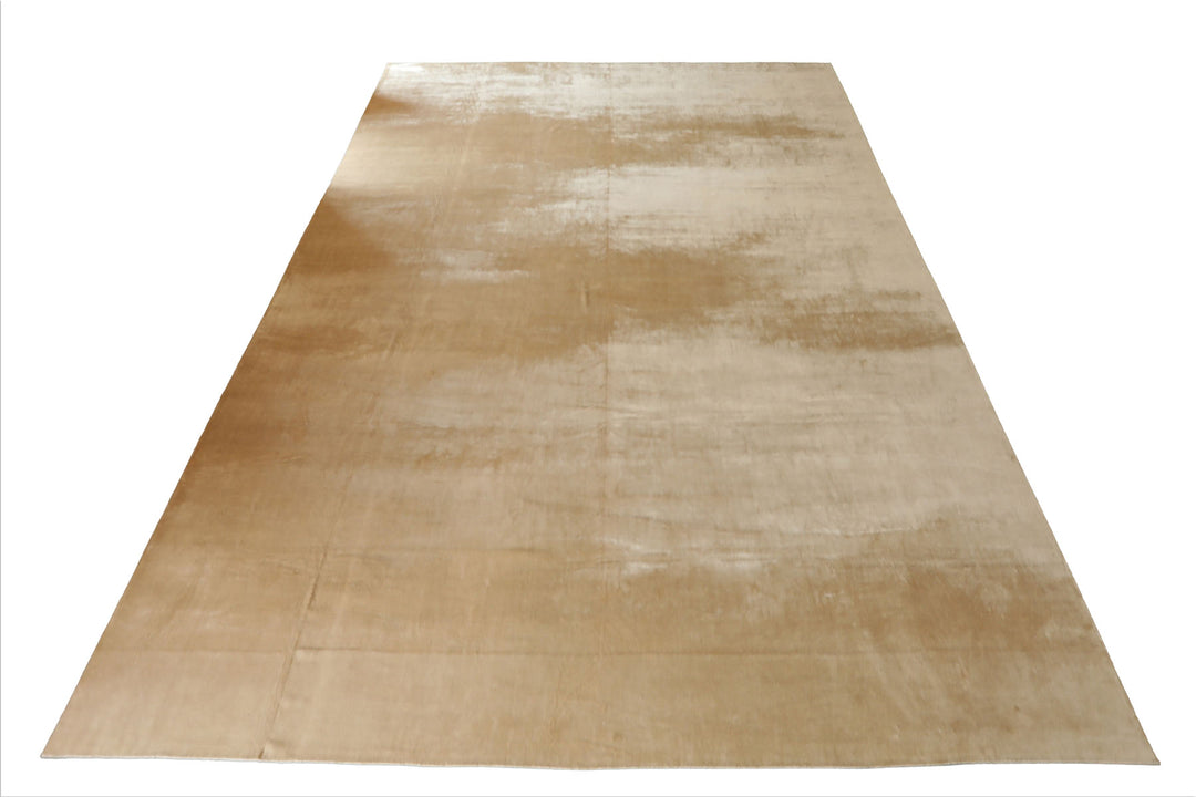 Multi Size Beige Color Hand Knotted Tibetan? Silk Contemporary Oriental Rug