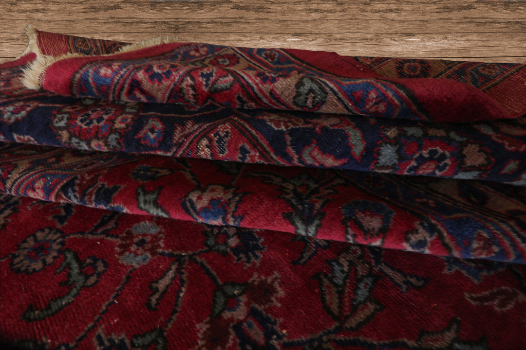 Oversize Deep Wine Red, Midnight Blue, Navy Color Hand Knotted Agra Wool Traditional Oriental Rug