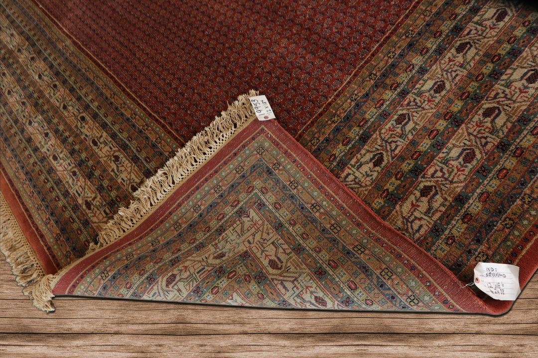 12x18 Rust, Rose, Beige Color Hand Knotted Paisley Wool Traditional Oriental Rug