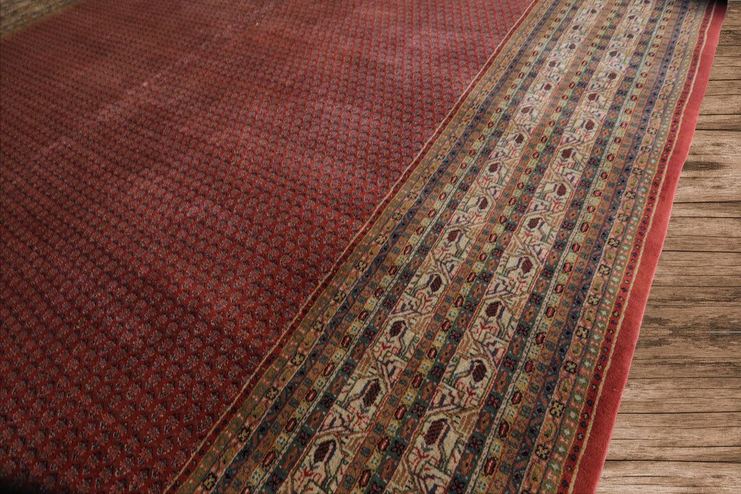 12x18 Rust, Rose, Beige Color Hand Knotted Paisley Wool Traditional Oriental Rug