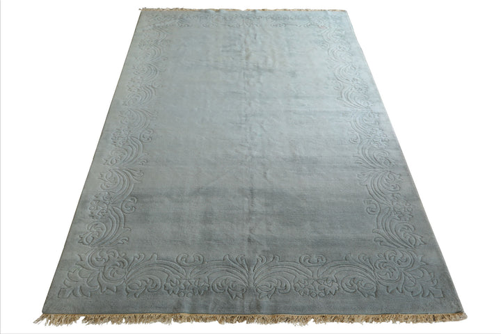 Oversize Light Blue, , Color Hand Knotted Aubusson Savonnerie Wool Traditional Oriental Rug