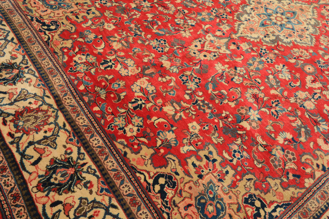 9x13 Rose, Ivory, Blush Color Hand Knotted Mahal Wool Traditional Oriental Rug