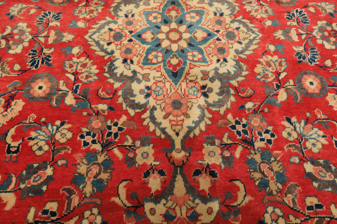 9x13 Rose, Ivory, Blush Color Hand Knotted Mahal Wool Traditional Oriental Rug