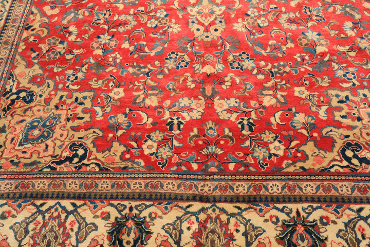 9x13 Rose, Ivory, Blush Color Hand Knotted Mahal Wool Traditional Oriental Rug