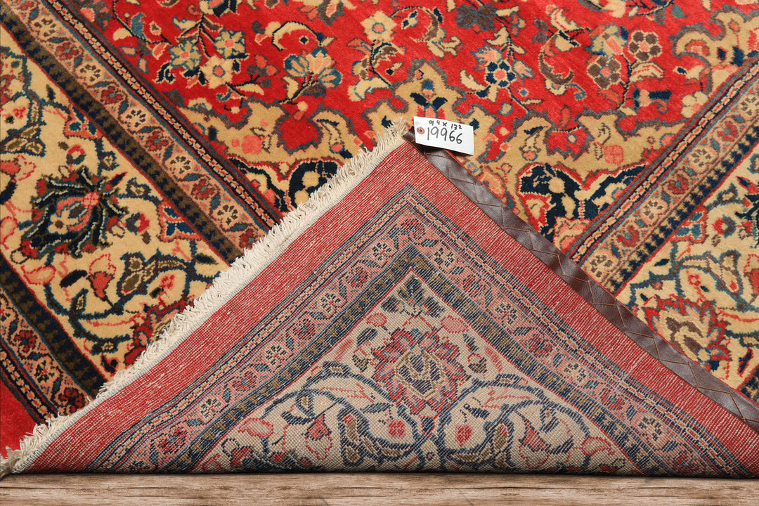 9x13 Rose, Ivory, Blush Color Hand Knotted Mahal Wool Traditional Oriental Rug