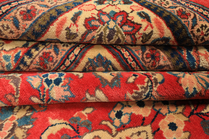 9x13 Rose, Ivory, Blush Color Hand Knotted Mahal Wool Traditional Oriental Rug