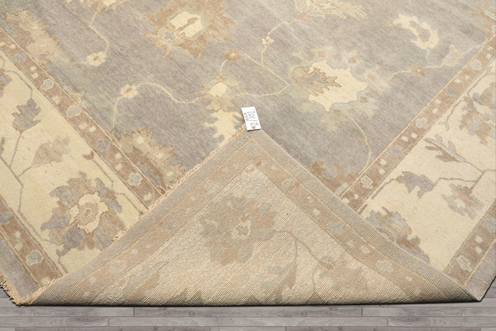 10x14 Gray, Ivory, Taupe Color Hand Knotted Oushak Wool Traditional Oriental Rug