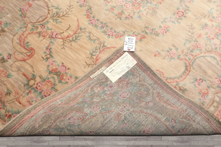 5x7 Beige, Rose, Brown Color Hand Knotted French Aubusson Savonnerie New Zealand Wool Traditional Oriental Rug