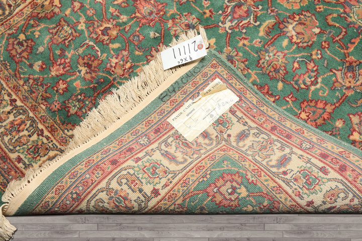 4x6 Green, Ivory, Rust Color Hand Knotted Kashan New Zealand Wool Traditional Oriental Rug