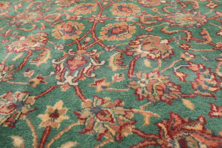4x6 Green, Ivory, Rust Color Hand Knotted Kashan New Zealand Wool Traditional Oriental Rug