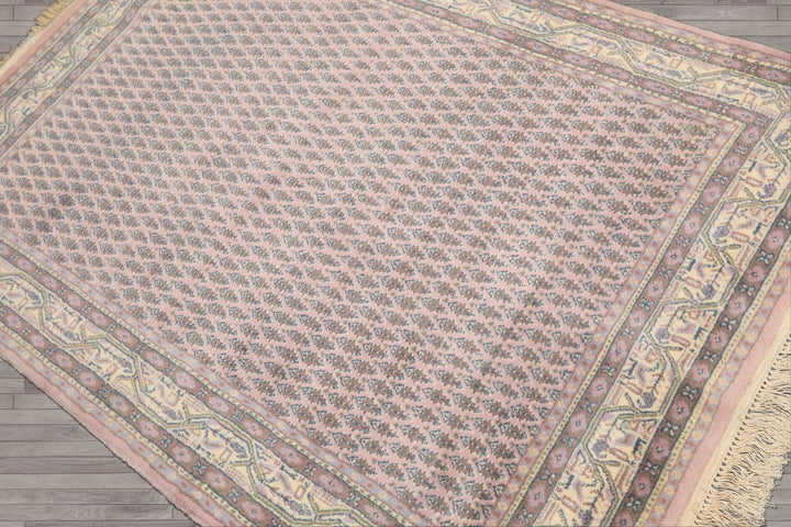 4x6 Lilac, Ivory, Slate Color Hand Knotted Persian Wool Traditional Oriental Rug