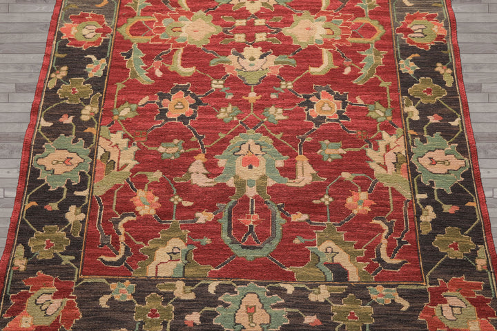 4x6 Wine, Gray, Aqua Color Hand Knotted Soumak Wool Traditional Oriental Rug