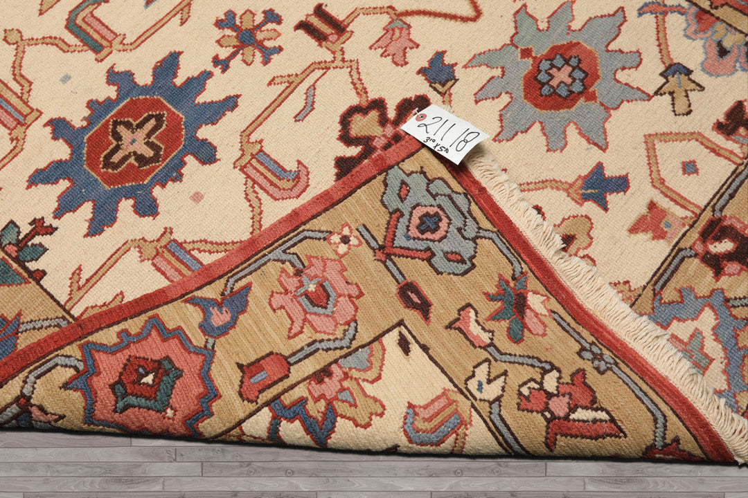 4x6 Ivory, Tan, Rust Color Hand Knotted Soumak Wool Traditional Oriental Rug