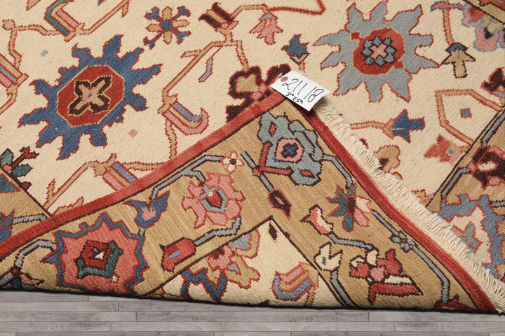 4x6 Ivory, Tan, Rust Color Hand Knotted Soumak Wool Traditional Oriental Rug