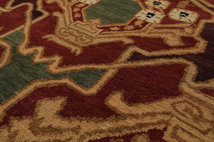 6x9 Sage, Rust, Maroon Color Hand Knotted Tibetan Wool Arts & Crafts Oriental Rug