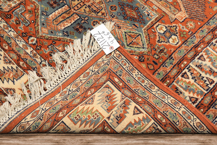 4x6 Burnt Orange, Ivory, Blue Color Hand Knotted Kazak Wool  Oriental Rug