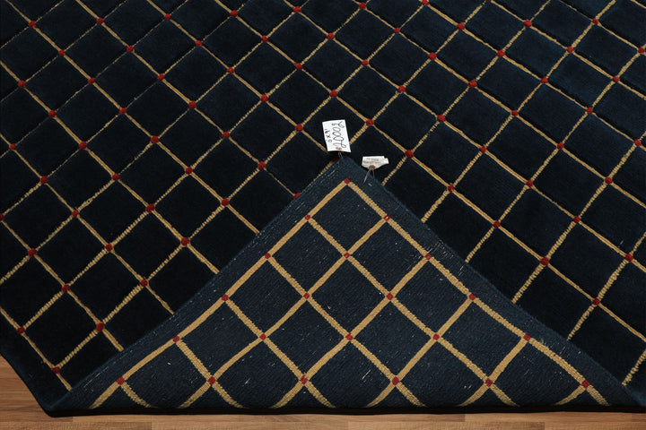 6x9 Navy, Gold, Red Color Hand Knotted Tibetan Wool Modern & Contemporary Oriental Rug