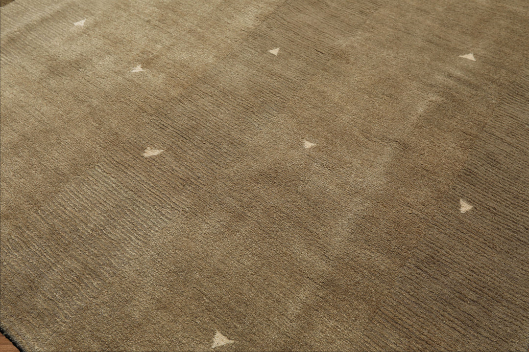 Multi Size Moss Gray Brown Color Hand Knotted Tibetan Wool & Silk Modern & Contemporary Oriental Rug