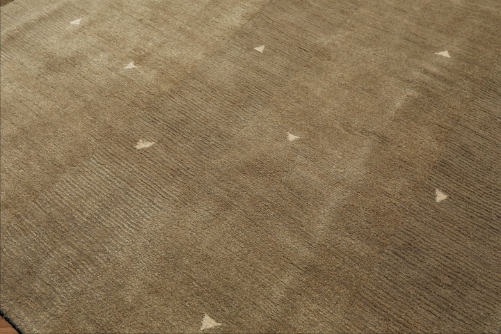 Multi Size Moss Gray Brown Color Hand Knotted Tibetan Wool & Silk Modern & Contemporary Oriental Rug