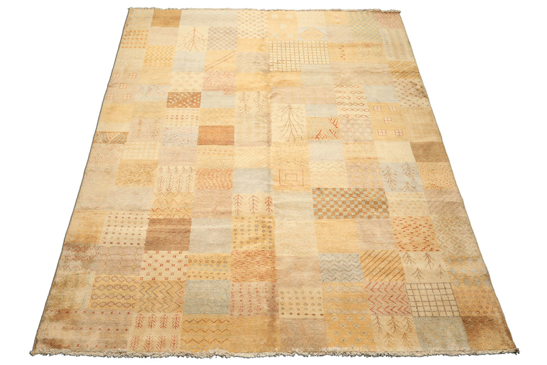 8x10 Beige, Tan, Gray Color Hand Knotted Peshawar Wool Transitional Oriental Rug