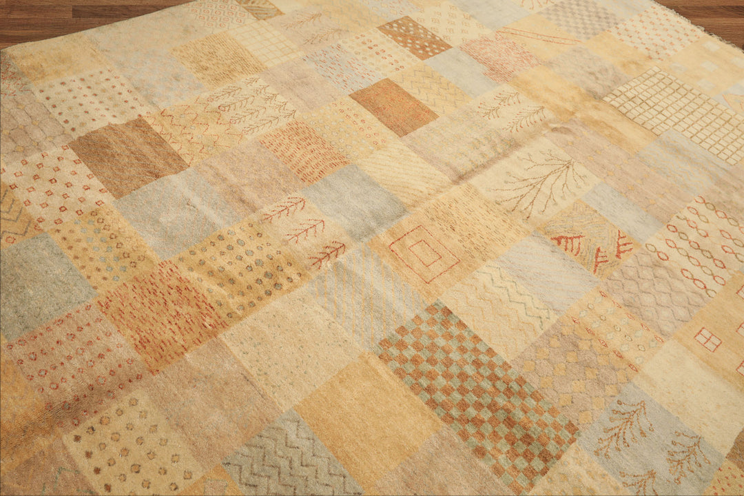 8x10 Beige, Tan, Gray Color Hand Knotted Peshawar Wool Transitional Oriental Rug