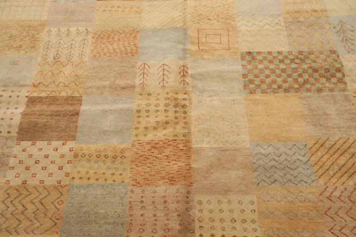 8x10 Beige, Tan, Gray Color Hand Knotted Peshawar Wool Transitional Oriental Rug