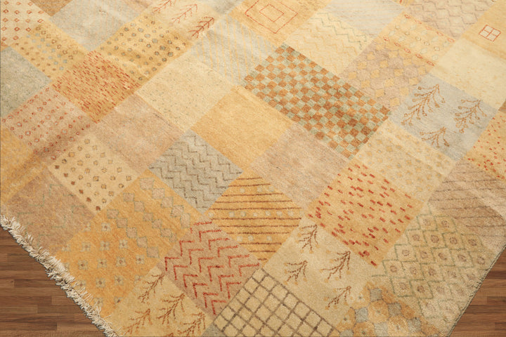 8x10 Beige, Tan, Gray Color Hand Knotted Peshawar Wool Transitional Oriental Rug