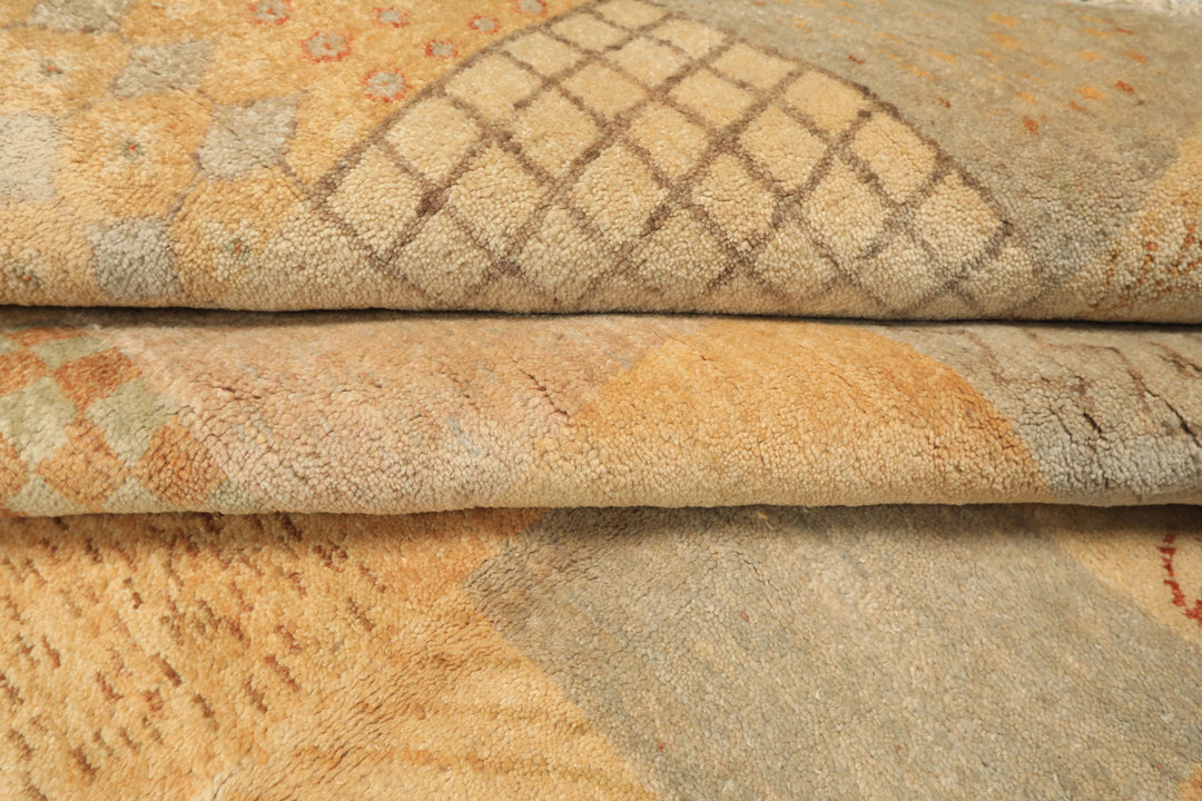 8x10 Beige, Tan, Gray Color Hand Knotted Peshawar Wool Transitional Oriental Rug