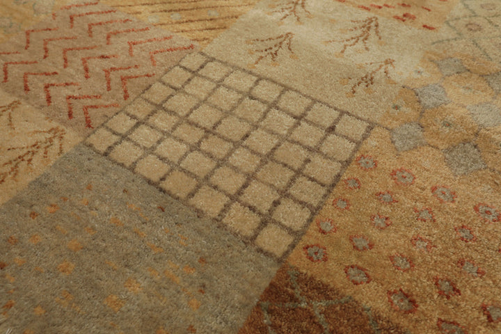 8x10 Beige, Tan, Gray Color Hand Knotted Peshawar Wool Transitional Oriental Rug