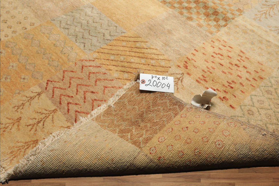 8x10 Beige, Tan, Gray Color Hand Knotted Peshawar Wool Transitional Oriental Rug