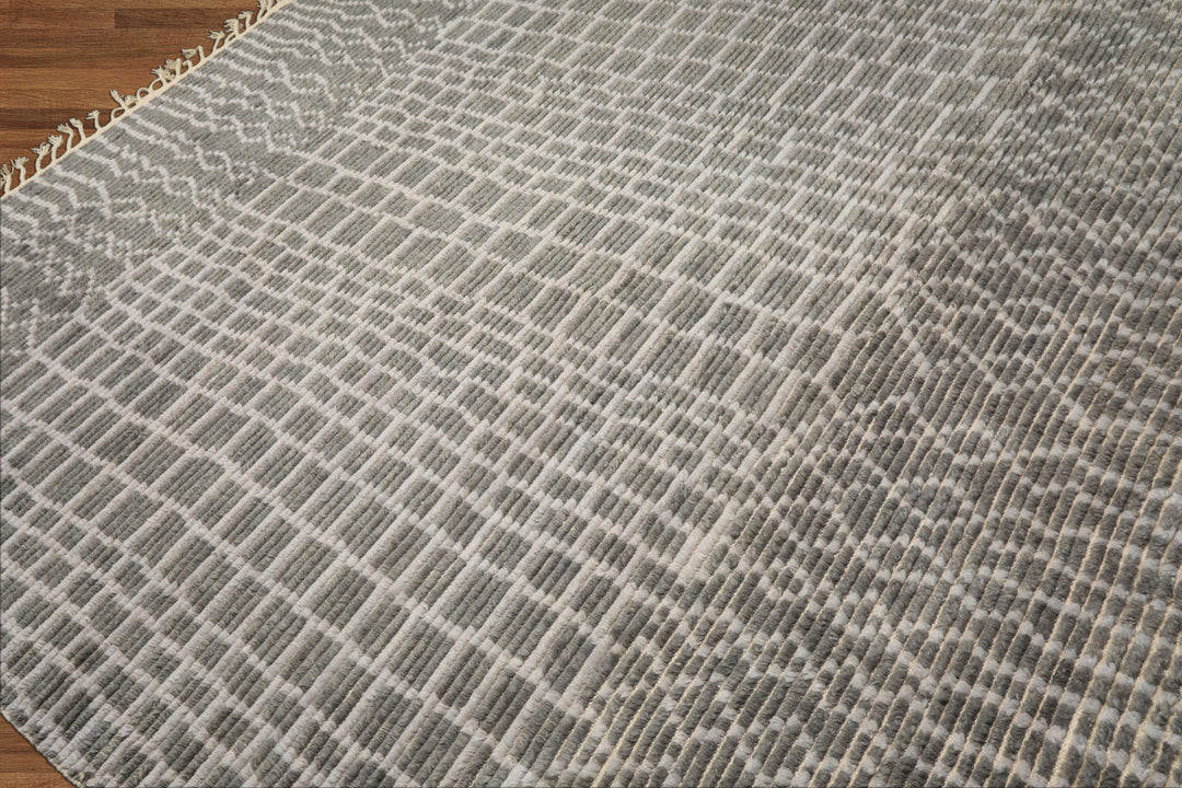 8x10 Tone on Tone Blue, , Color Hand Knotted Morrocan Wool Modern & Contemporary Oriental Rug