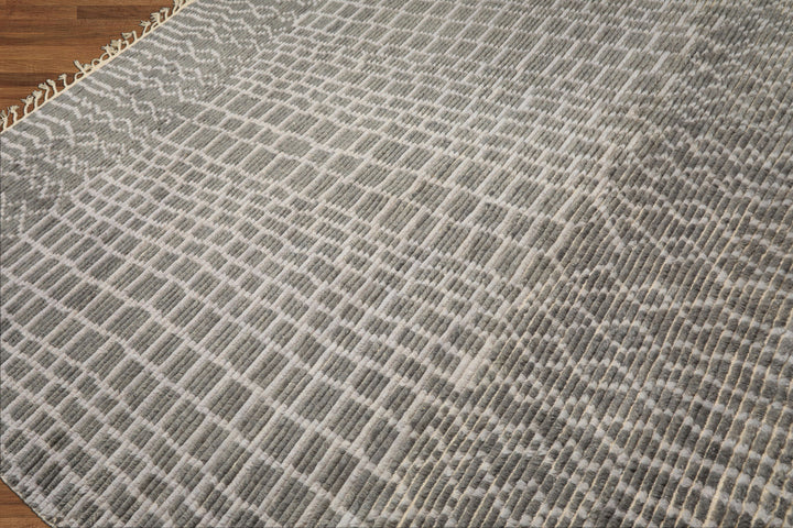 8x10 Tone on Tone Blue, , Color Hand Knotted Morrocan Wool Modern & Contemporary Oriental Rug