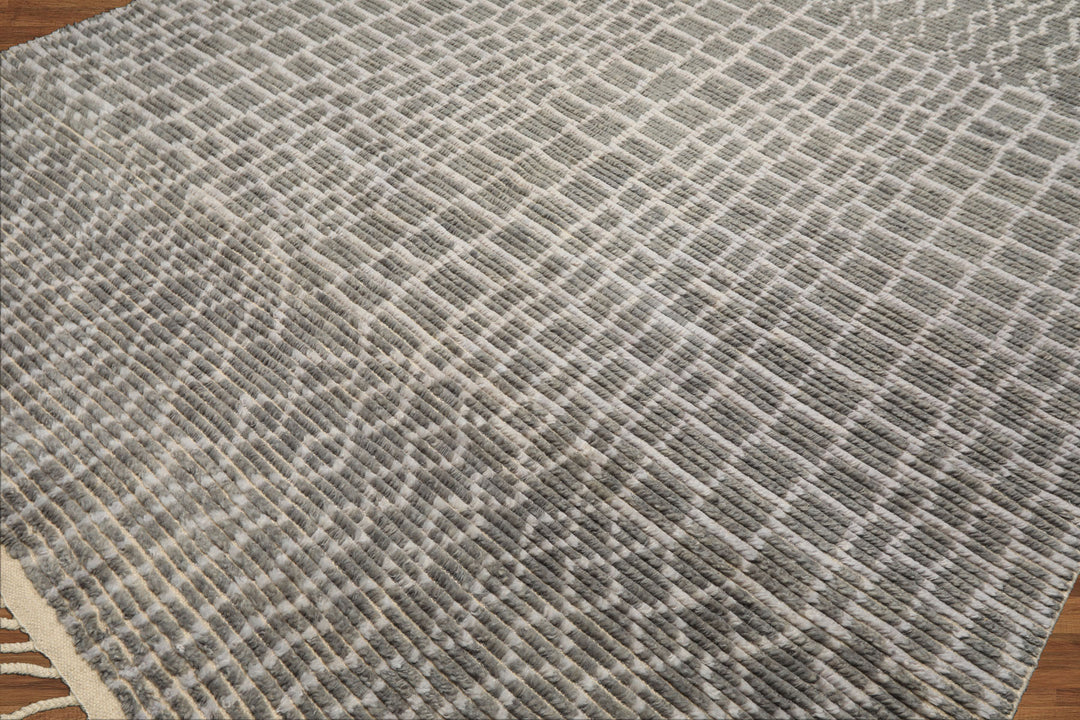 8x10 Tone on Tone Blue, , Color Hand Knotted Morrocan Wool Modern & Contemporary Oriental Rug