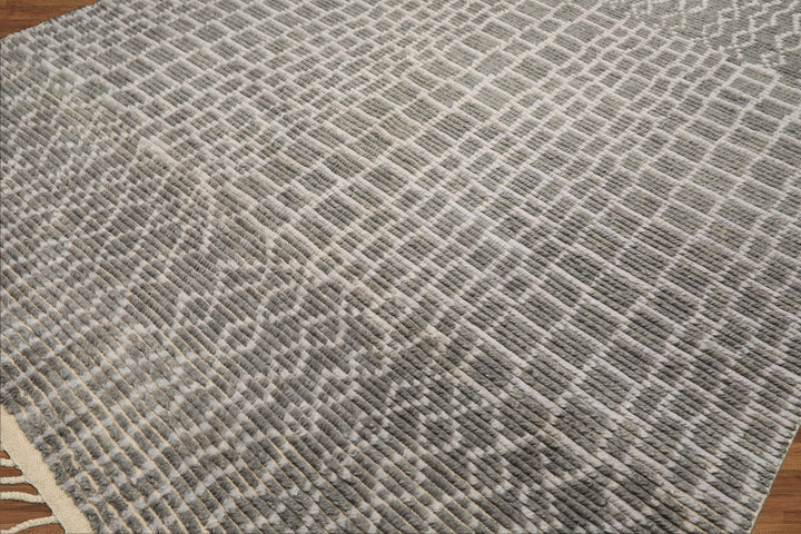 8x10 Tone on Tone Blue, , Color Hand Knotted Morrocan Wool Modern & Contemporary Oriental Rug