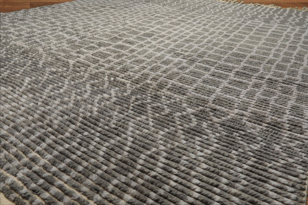 8x10 Tone on Tone Blue, , Color Hand Knotted Morrocan Wool Modern & Contemporary Oriental Rug